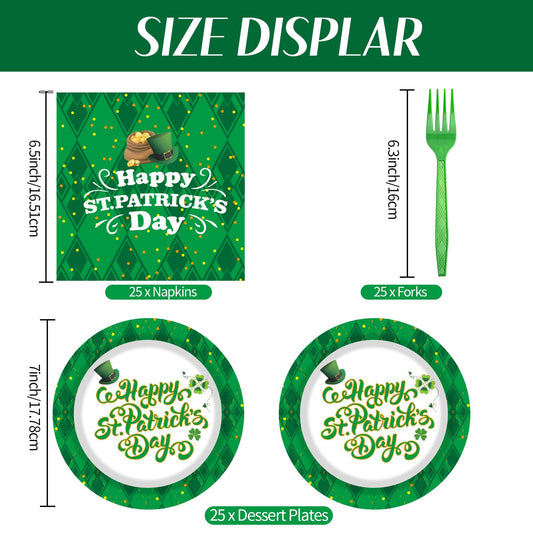 75 Pcs St Patrick's Day Plates and Napkins Supplies Set,Lucky Green Shamrock Theme Party Tableware Decorations Favors for Birthday Party Baby Shower St Patricks Day Decorations