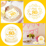 EVYIENEN 50PCS 80th Happy Birthday Plates and Napkins,7 Inch Premium Wihte and Gold Birthday Dessert Cake Plates Party and Cocktail Napkin for Men and Women Table Anniversary Decoration