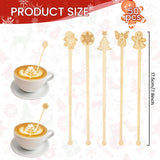50PCS Bamboo Coffee Stirrers, 7 inch Biodegradable Disposable Christmas Coffee stirrers for Coffee Milk Christmas New Year Office Hot Chocolate Bar Supplies