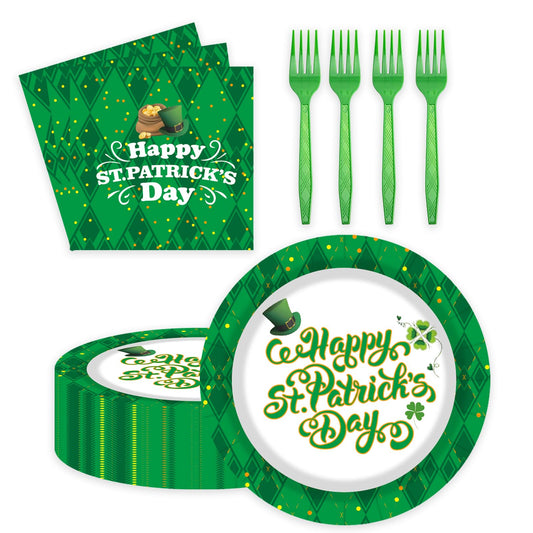 75 Pcs St Patrick's Day Plates and Napkins Supplies Set,Lucky Green Shamrock Theme Party Tableware Decorations Favors for Birthday Party Baby Shower St Patricks Day Decorations