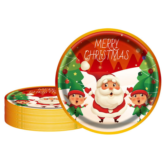 50 Pcs Disposable Christmas Paper Plates, 7 Inch Merry Christmas Dessert Plates