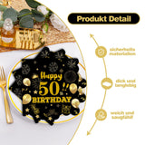 50pcs 40th Birthday Paper Napkins,13 x 13 inch Black and Gold Scalloped Dessert Cocktail Napkins Disposable Party Men Women Napkins 540th Birthday Decorations