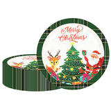 EVYIENEN 50pcs Disposable 7 Inch Paper Plates - Dessert Plates With Merry Christmas Letters, Party Decoration Supplies