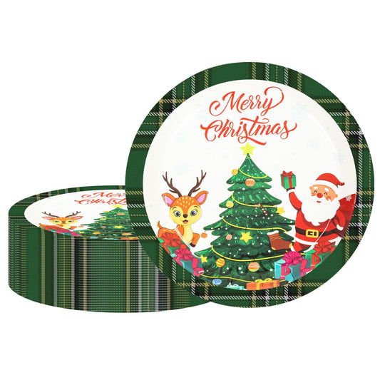 50pcs Disposable 7 Inch Paper Plates - Dessert Plates With Merry Christmas Letters, Party Decoration Supplies