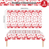 EVYIENEN 3 Pack Valentines Day Plastic Tablecloths,Disposable Red Pink Heart Love Rectangle Table Cover for Wedding Birthday Anniversary Engagement Weeding Party Supplies, 54x108 Inch