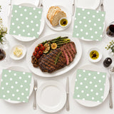 50pcs White Polka Dot Sage Green Napkins, Disposable 2-Ply Cocktail & Happy Birthday Napkins, Polka Dot Party Decorations for Wedding Baby Shower Birthday Bridal Party