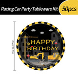 EVYIENEN 50 PCS Fathers Day Paper Plates, 7inch Happy Birthday Father's Day Disposable Dessert Party Plates for Tableware Dinnerware Party Supplies