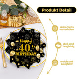 40pcs 80th Birthday Paper Napkins,13 x 13 inch Black and Gold Scalloped Dessert Cocktail Napkins Disposable Party Men Women Napkins 80th Birthday Decorations