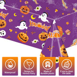 EVYIENEN 3 Pack Happy Halloween Tablecloth,Halloween Cute Pumpkin Ghost Plastic Table Cloth Waterproof Disposable Rectangular for Halloweens Party Picnic Dinner Decor
