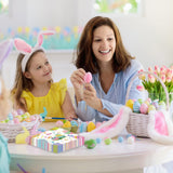 50Pcs Easter Paper Napkins - 6.5'' x 6.5'' Vibrant Bunny Eggs Floral Cocktail Napkins Disposable Decoration Supplies for Easter Spring Birthday Party
