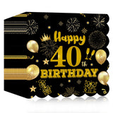 40pcs 70th Birthday Paper Napkins,13 x 13 inch Black and Gold Scalloped Dessert Cocktail Napkins Disposable Party Men Women Napkins 70th Birthday Decorations