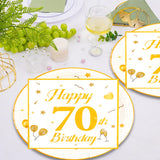 EVYIENEN 50PCS 70th Happy Birthday Plates and Napkins,7 Inch Premium Wihte and Gold Birthday Dessert Cake Plates Party and Cocktail Napkin for Men and WomenTable Anniversary Decoration