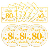 EVYIENEN 50PCS 80th Happy Birthday Plates and Napkins,7 Inch Premium Wihte and Gold Birthday Dessert Cake Plates Party and Cocktail Napkin for Men and Women Table Anniversary Decoration