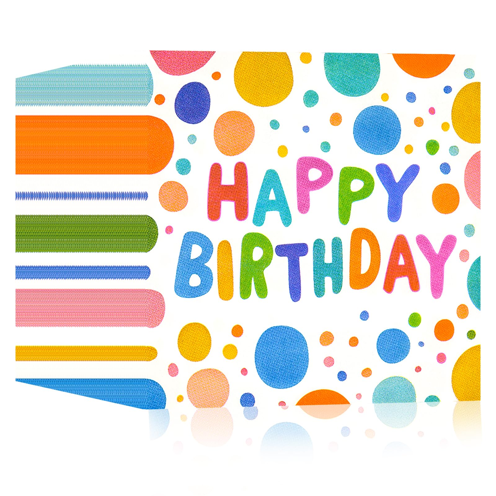 50PCS Happy Birthday Paper Napkins 13 x 13 Inches Luncheon Napkins Colourful Dots Cocktail Napkins Disposable Theme Tableware Party Decorations Supplies for Kids Baby Shower Party