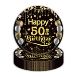 50Pcs 50th Birthday Paper Plates, 9 Inch Black and Gold Disposable Dessert Plates for Men and Women, 50th Birthday and Wedding Party
