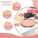 EVYIENEN 50 Pcs Pink Paper Plates,9 Inches Gold Foil Disposable Scalloped Paper Party Plates for Cake Dessert Halloween Fall Thanksgiving Birthday Wedding Baby Shower Party Decorations
