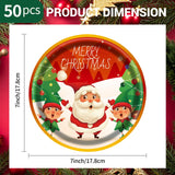 EVYIENEN 50pcs Christmas Paper Plates, 7 Inch Dessert Plates With Merry Christmas Letters, Party Decoration Supplies