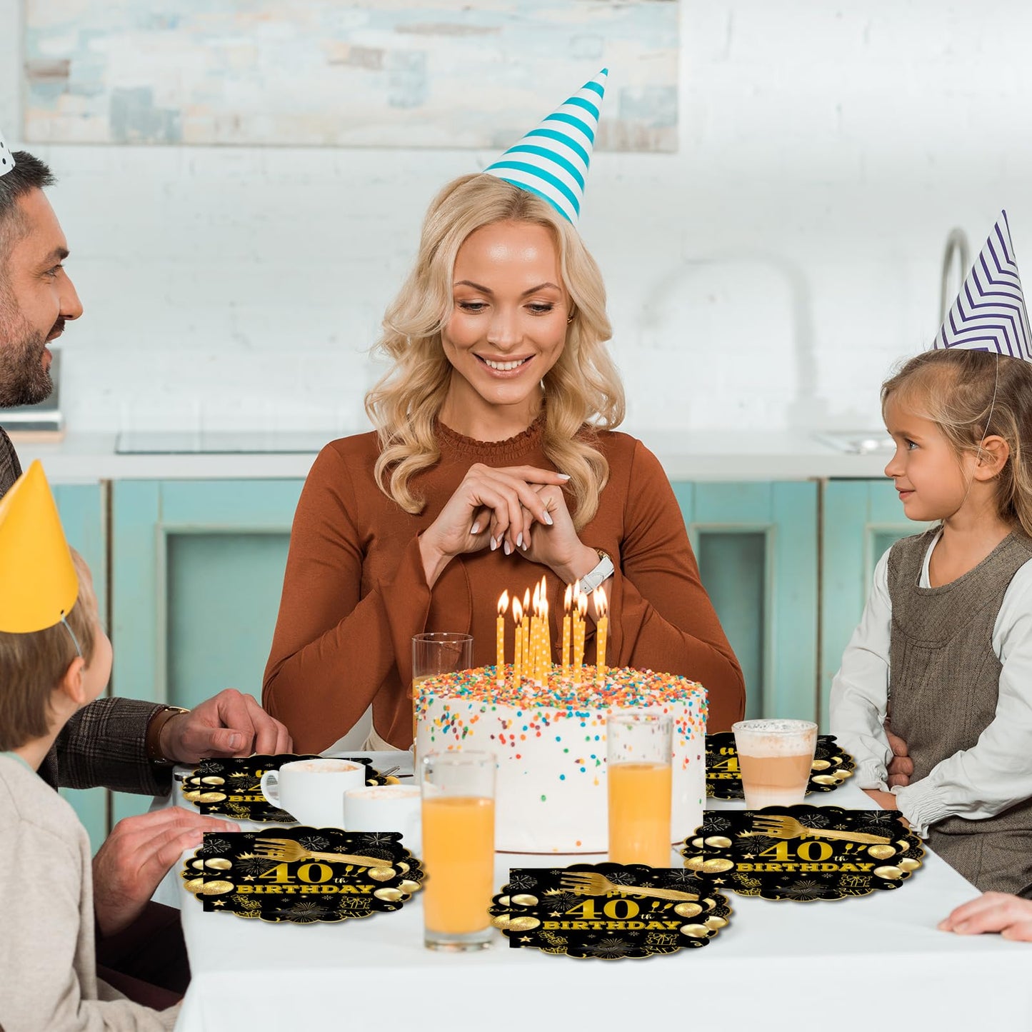 EVYIENEN 96Pcs 60th Birthday Party Tableware Set,Back in 1965 Birthday Party Decorations Supplies, Disposable Black and Gold 60th Birthdays Paper Plates Napkins Forks Favors for Men Women, Serve 24