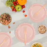 75 Pcs Pink Scalloped Paper Plates, Napkins & Forks Set – Disposable Tableware for Baby Shower, Bridal Shower & Weddings, Serves 25 (7 Inch)