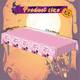 108×54Inch Halloween Tablecloth, Halloween Decorations Indoor Outdoor Happy Boo Pumpkin Bat Skeleton Candy Disposable Plastic Waterproof Tablecover for Table Decor Backdrop Banner Party Supplies