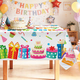 hometrixx Birthday Table Cloth Rectangle Happy Birthday Gifts Cake Washable Wipeable Polyester Table Cover Stain Wrinkle Resistant Oil Proof Kitchen Decor for Party Dinner Picnic,60x84inch White