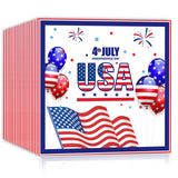 40Pcs 4th of July Napkins,American Flag Patriotic Disposable Luncheon Cocktail Paper Napkins for Independence Patriotic Party Supplies- 6.5 x 6.5 Inch
