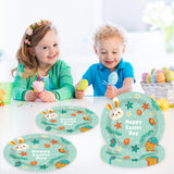 EVYIENEN 50 Pcs Happy Easter Paper Plates,7 inch Green Easter Bunny Dessert Plates for Spring Birthday Party Supplies Table Decorations