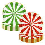 EVYIENEN 60Pcs Christmas Candy Paper Plates,7 Inch Red White and Green Striped Disposable Dinner Dessert Cake Plates Dinnerware for Christmas New Year Holiday Supplies Decorations