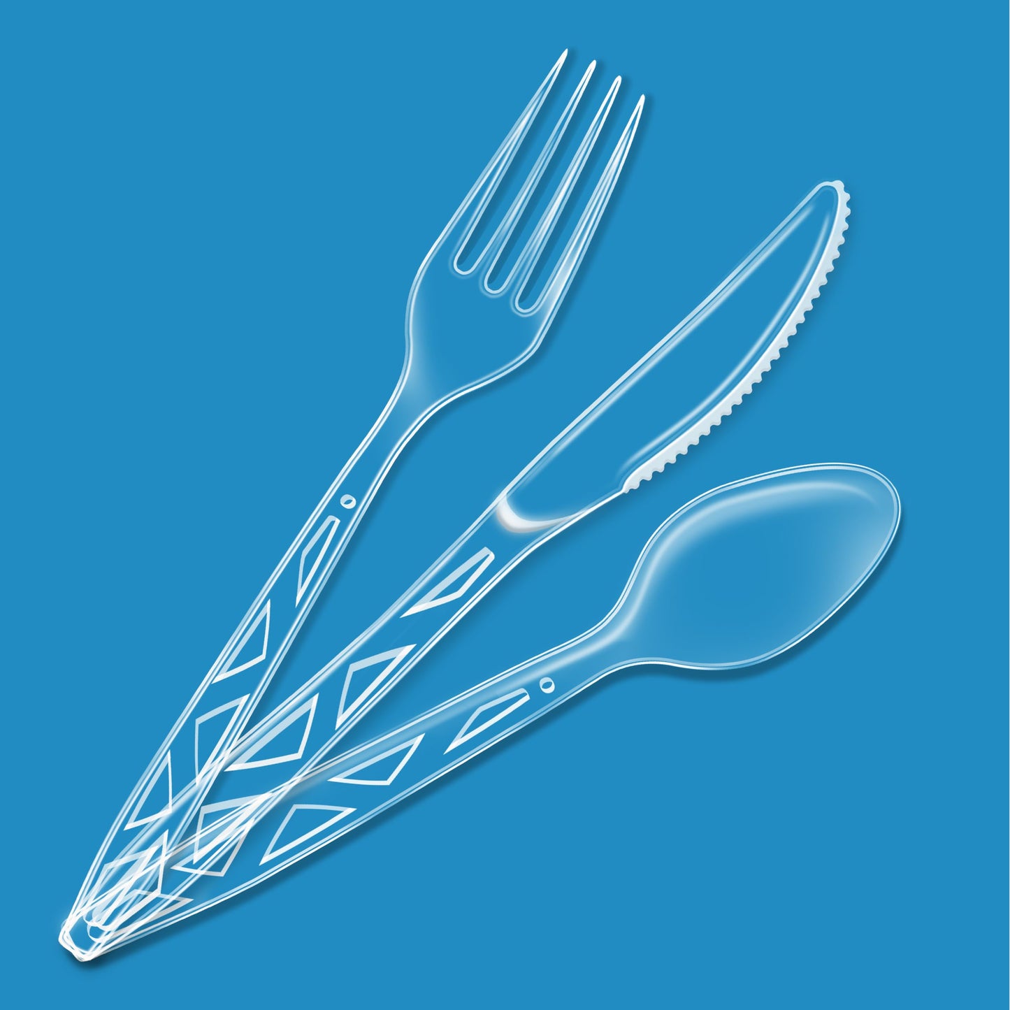 Amazon Basics Disposable Clear Plastic Cutlery Set, Premium Quality