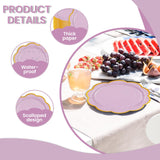 EVYIENEN 50 Pcs Purple Paper Plates,9 Inches Gold Foil Disposable Scalloped Paper Party Plates for Cake Dessert Halloween Fall Thanksgiving Birthday Wedding Baby Shower Party Decorations