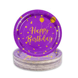 50 Pcs Purple and Gold Paper Plates,7 inch Halloween Paper Plates Disposable Happy Birthday Dessert Cake Plate Party Supplies for Halloween Fall Thanksgiving Birthday Wedding Party Decorations