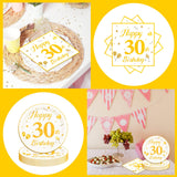 EVYIENEN 50PCS 30th Happy Birthday Plates and Napkins,7 Inch Premium Wihte and Gold Birthday Dessert Cake Plates Party and Cocktail Napkin for Men and Women Table Anniversary Decoration