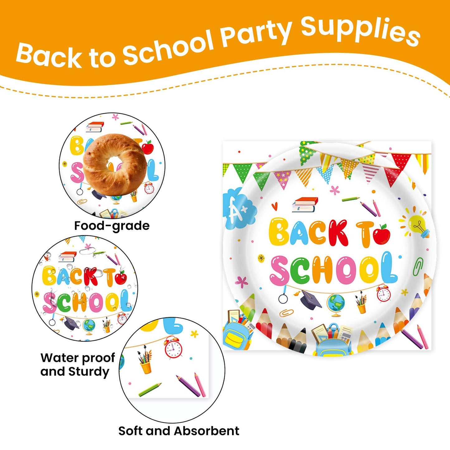 50Pcs Sunflower Paper Plates, 7 Inch Fall Dessert Plates for Picnic, Birthday and Thanksgiving