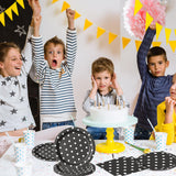 EVYIENEN 50PCS Black Polka Dot Paper Plates and Napkins Party Supplies, Black and White Party Plates and Napkins Tableware Set for Birthday Bridal & Baby Shower Wedding Party Decoration
