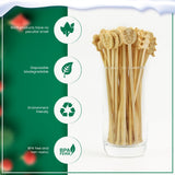 60PCS Bamboo Coffee Stirrers, 6.9 Inch Biodegradable Disposable Drink Stirrers – Santa Claus Christmas Design for Office, Coffee Shop & Home