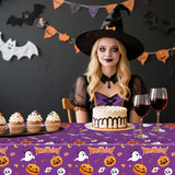 EVYIENEN 3 Pack Happy Halloween Tablecloth,Halloween Cute Pumpkin Ghost Plastic Table Cloth Waterproof Disposable Rectangular for Halloweens Party Picnic Dinner Decor