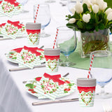 50PCS Strawberry Theme Birthday Party Tableware Set,Include Straw Paper Cups Plates and Napkins Set Disposable Party Supplies Decorations for Birthday Weddings Party Supplies