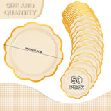 50 Pcs Orange Scalloped Paper Plates – 9 Inch Gold Foil Party Plates for Halloween, Fall & Thanksgiving