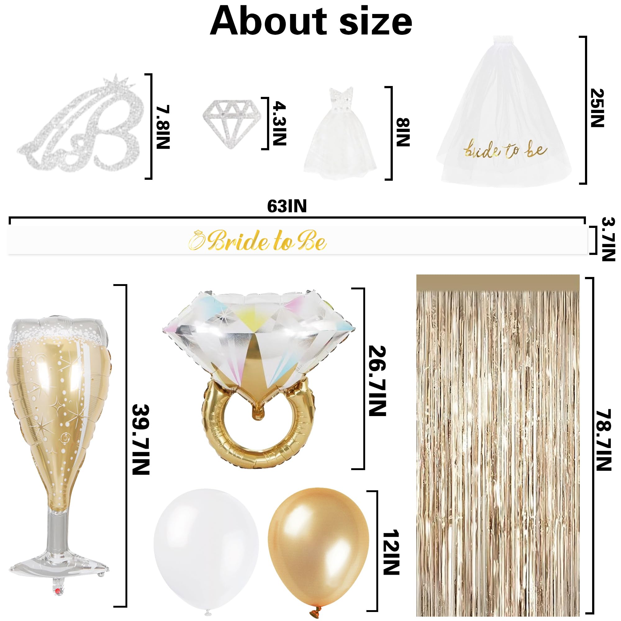 Sand White Bachelorette Party Decorations - 67pcs Bridal Shower Bride to Be Decor with Bride Banner Balloons, Fringe Curtains Veil Sash for Wedding Engagement Coast Hen Party