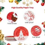 EVYIENEN 50PCS 7Inch Merry Christmas Paper Plates, Disposable Dessert Plates, Red Paper Plates With White Christmas Tree Pattern, Xmars Party Decoration Supplies