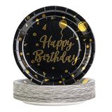 80Pack Blue and Gold Paper Plates, 7 Inch Metallic Foil Polka Dot Disposable Dessert Plates for Graduation, Birthday and Wedding