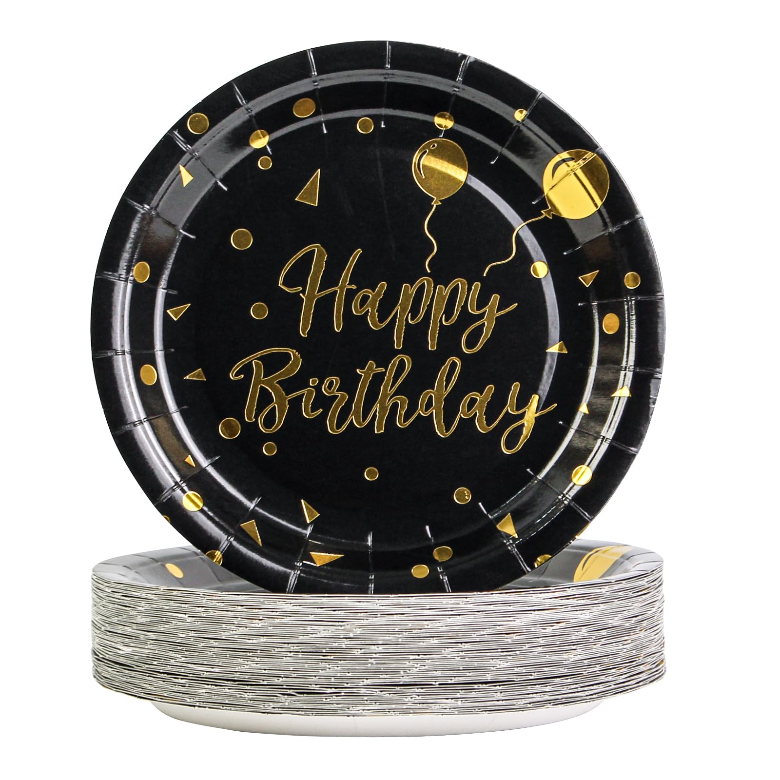 50PCS Red and Gold Foil Polka Dot Paper Plates, 9-Inch Disposable Dinner Plates for Birthdays, Weddings & Holidays