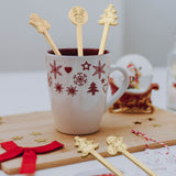60Pcs Bamboo Coffee Stirrers, 6.9 Inch Biodegradable Christmas Drink Stirrers for Office, Lounge and Holiday Beverages