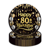 50Pcs 80th Birthday Paper Plates, 9 Inch Black and Gold Disposable Dessert Plates for Men and Women, 80th Birthday and Wedding Party