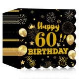 40pcs 60th Birthday Paper Napkins,13 x 13 inch Black and Gold Scalloped Dessert Cocktail Napkins Disposable Party Men Women Napkins 60th Birthday Decorations