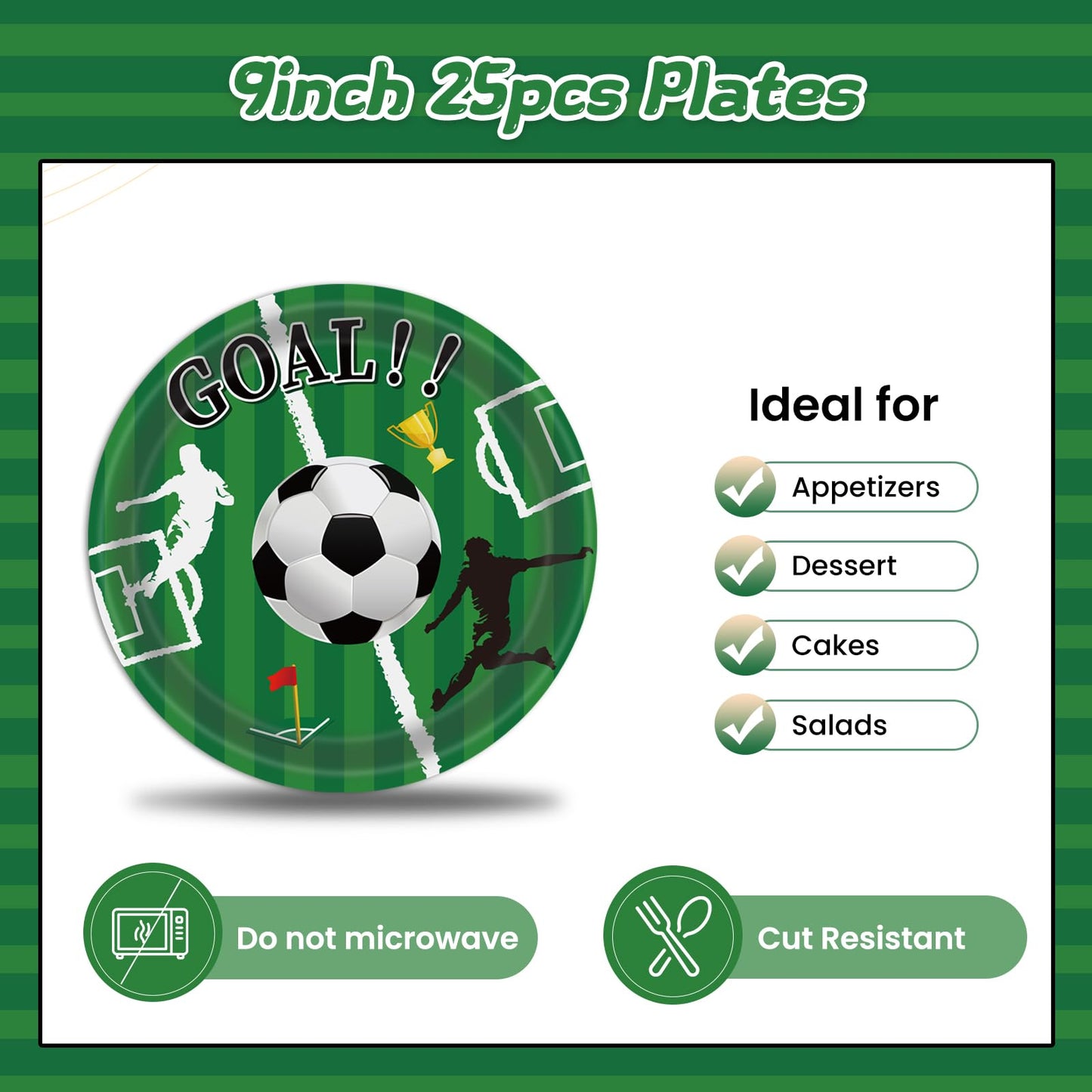 EVYIENEN 50 Pcs Soccer Plates and Napkins Party Supplies, Soccer Birthday Party Decorations Tableware Set for Sports Theme Birthday Partys Table Decor-Serves 25