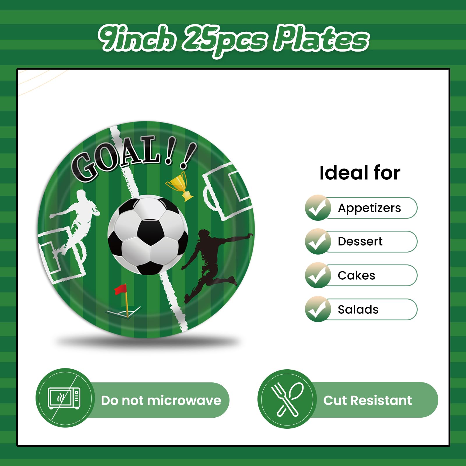 EVYIENEN 50 Pcs Soccer Plates and Napkins Party Supplies, Soccer Birthday Party Decorations Tableware Set for Sports Theme Birthday Partys Table Decor-Serves 25