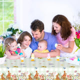 Easter Rectangle Plastic Table Cover, 54x108 Inch Colorful Eggs Bunny and Floral Tablecloth for Easter and Spring Party Decorations