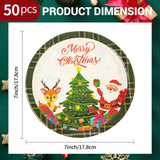 EVYIENEN 50pcs Disposable 7 Inch Paper Plates - Dessert Plates With Merry Christmas Letters, Party Decoration Supplies