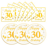 EVYIENEN 50PCS 30th Happy Birthday Plates and Napkins,7 Inch Premium Wihte and Gold Birthday Dessert Cake Plates Party and Cocktail Napkin for Men and Women Table Anniversary Decoration
